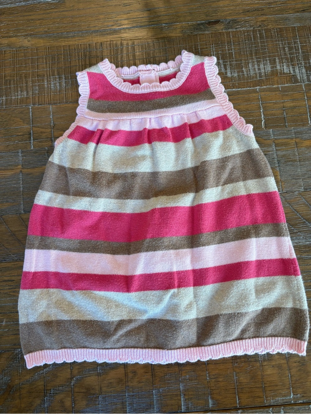 Gymboree Michevious MonkeySleeveless Knit Dress, Light/Hot Pink & Brown Stripe